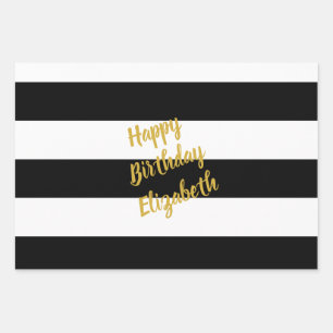 Hoja De Papel De Regalo Patrón blanco y negro