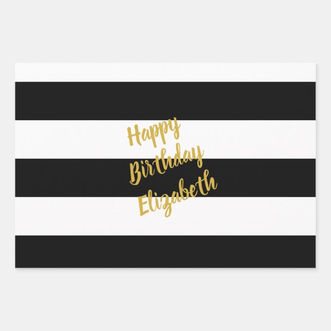 Hoja De Papel De Regalo Patrón blanco y negro (Anverso)