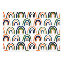 Patrón bohemio nórdico moderno de aves y arcoíris