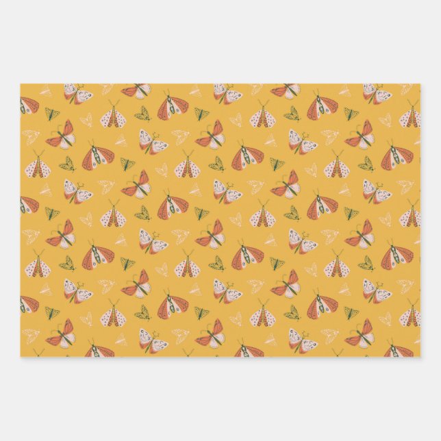 Hoja De Papel De Regalo Patrón boho de las polillas dibujadas a mano (Anverso)