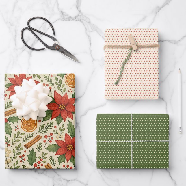 Hoja De Papel De Regalo Patrón botánico de arte floral clásico Mistletoe (Anverso)