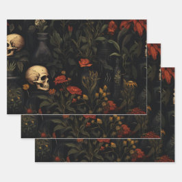 Hoja De Papel De Regalo Patrón botánico de Halloween