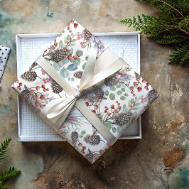 Hoja De Papel De Regalo Patrón botánico de Navidades rusos