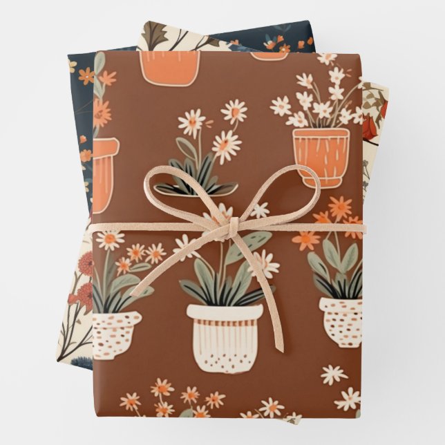 Hoja De Papel De Regalo Patrón botánico de otoño (In situ)