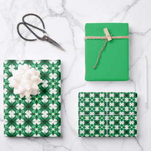 Hoja De Papel De Regalo Patrón botánico geométrico moderno en verde perenn