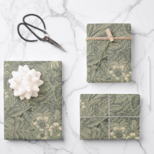 Hoja De Papel De Regalo Patrón Botánico Rústico Decorativo Vintage