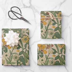 Hoja De Papel De Regalo Patrón botánico vintage sin fisuras