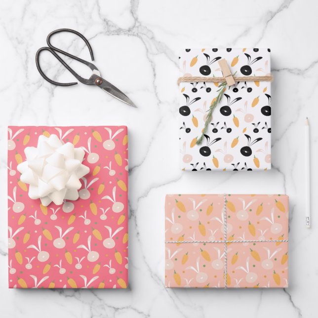 Hoja De Papel De Regalo Patrón Bunny Cute Easter (Anverso)