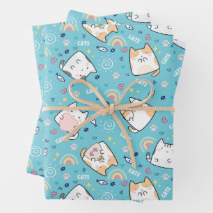 Hoja De Papel De Regalo Patrón caprichoso del gato