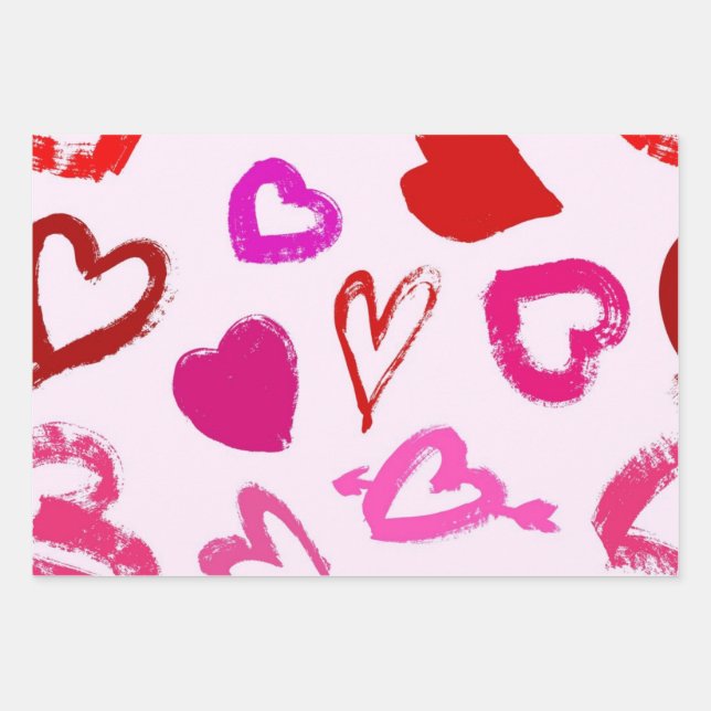 Hoja De Papel De Regalo Patrón cardíaco (Anverso)