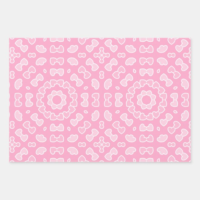 Hoja De Papel De Regalo Patrón cardíaco abstracto rosa claro (Anverso)