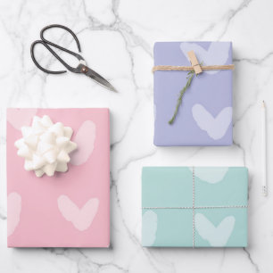 Hoja De Papel De Regalo Patrón cardíaco Bebé Amor Pastel Colores Dulces