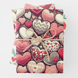 Hoja De Papel De Regalo Patrón cardíaco encantador para El día de San Vale
