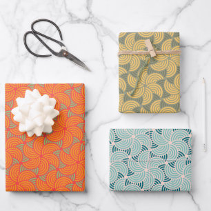 Hoja De Papel De Regalo Patrón Círculo Retro Concéntrico