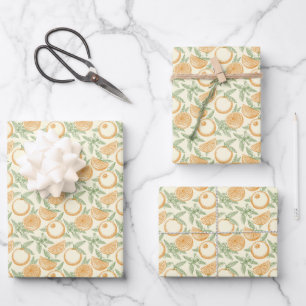 Hoja De Papel De Regalo Patrón clásico de fruta Naranja