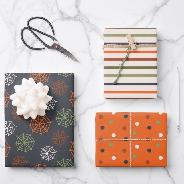 Hoja De Papel De Regalo Patrón clásico de Halloween (Anverso)