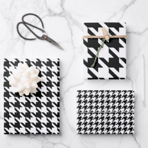 Hoja De Papel De Regalo Patrón Clásico de Pata de Gallo: Negro y Blanco Vi