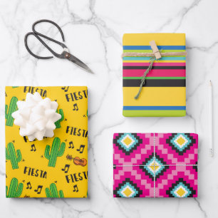 Hoja De Papel De Regalo Patrón Colorido de Fiesta Mexicana
