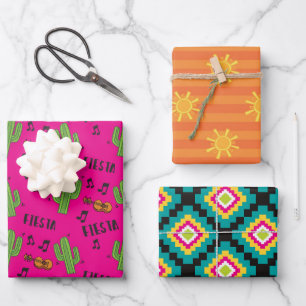 Hoja De Papel De Regalo Patrón Colorido de Fiesta Mexicana