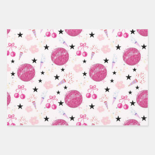 Hoja De Papel De Regalo Patrón continuo de fiesta de celebración Disco de 