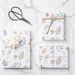 Hoja De Papel De Regalo Patrón continuo de flores silvestres en acuarela p