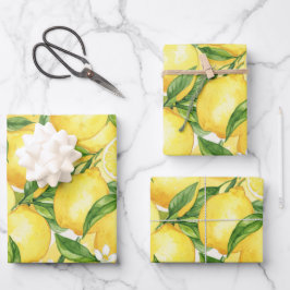 Hoja De Papel De Regalo Patrón continuo de limonar en acuarela