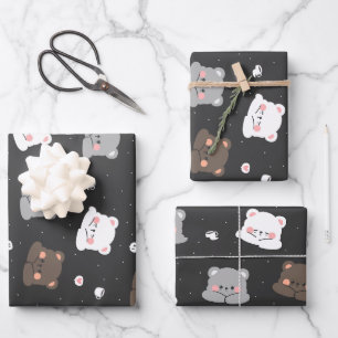 Hoja De Papel De Regalo Patrón continuo de osos durmiendo lindos en color