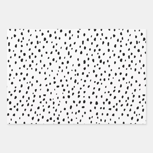 Hoja De Papel De Regalo Patrón Dalmatiano Especkle (blanco/negro) (Anverso)
