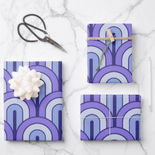Hoja De Papel De Regalo Patrón de abanico geométrico gradado retro