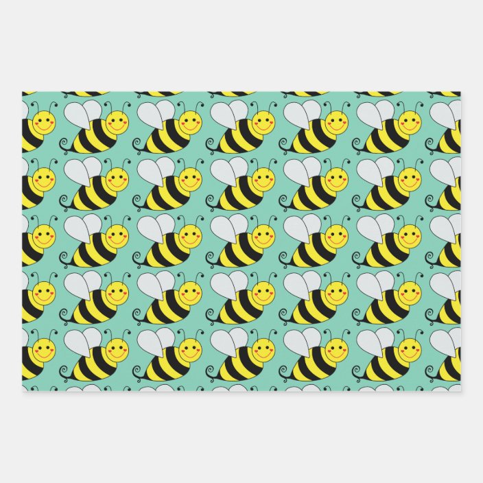 Hoja De Papel De Regalo Patron De Abeja De Burbujas De Corte Zazzle Es