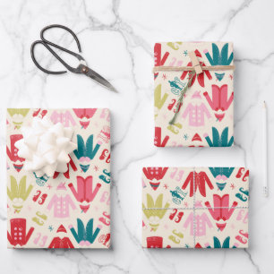 Hoja De Papel De Regalo Patrón de abrigo y zapatos coloridos Elf