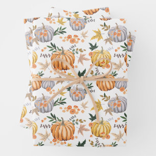 Hoja De Papel De Regalo Patrón de Acción de Gracias de la Calabaza de la C