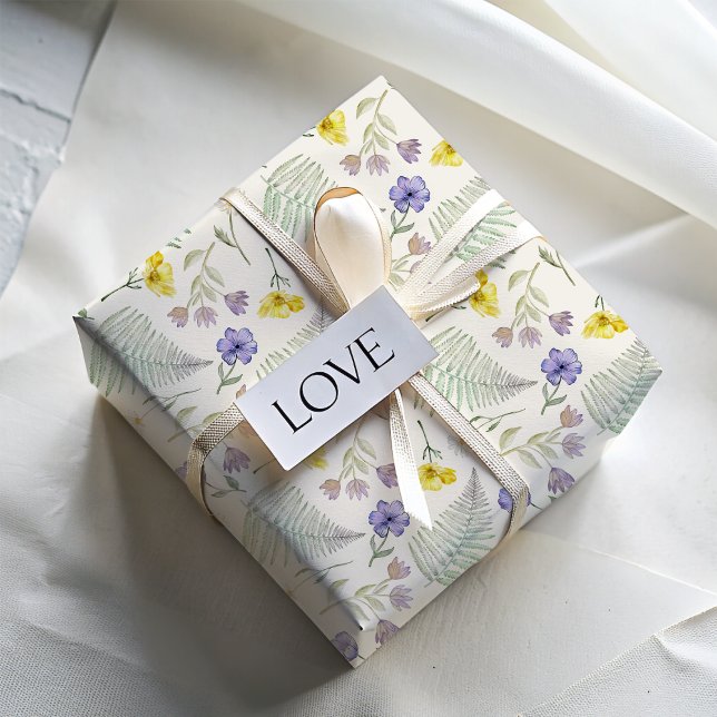 Hoja De Papel De Regalo Patrón de Acuarela de Flor Silvestre Boho (Subido por el creador)