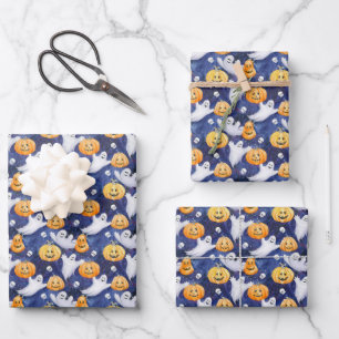 Hoja De Papel De Regalo Patrón de acuarela de Halloween