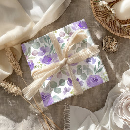 Hoja De Papel De Regalo Patrón de acuarela floral púrpura rusa