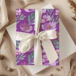Hoja De Papel De Regalo Patrón de acuarela floral rustica rosa y magenta<br><div class="desc">Este es un diseño original de acuarela creado en nuestro estudio. Las delicadas flores rosas contrastan con los elementos verdes del follaje,  todo sobre un fondo magenta. Ideal para bodas,  aniversarios,  cumpleaños y más.</div>