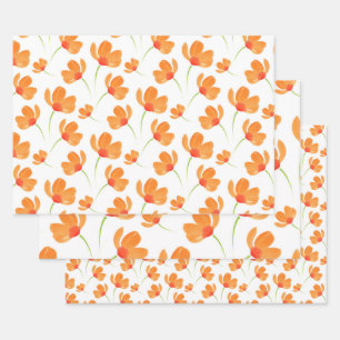 Hoja De Papel De Regalo Patrón de adornos de color de agua Naranja