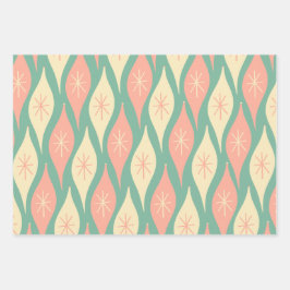 Hoja De Papel De Regalo Patrón de adornos navideños de mediados del siglo