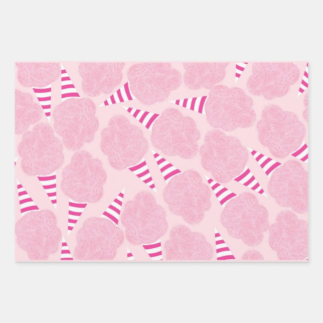 Hoja De Papel De Regalo Patrón de Algodón de Azúcar Rosa (Anverso)