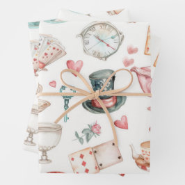 Hoja De Papel De Regalo Patrón de Alice acuarela