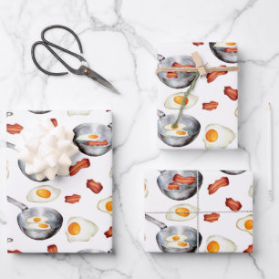 Hoja De Papel De Regalo Patrón de alimentos de Bacon y Huevos para el desa
