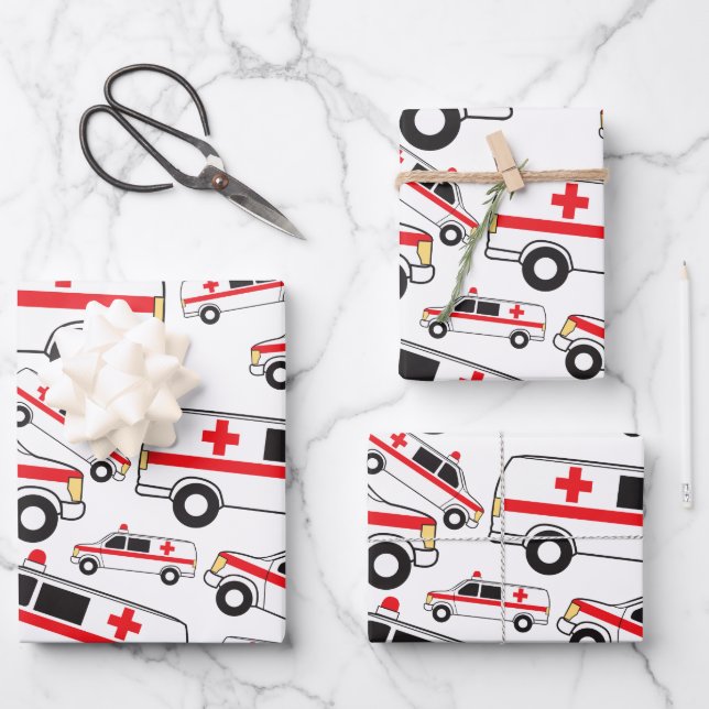Hoja De Papel De Regalo Patrón de Ambulancia (Anverso)