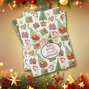 Hoja De Papel De Regalo Patrón de amor de los Navidades Gnome