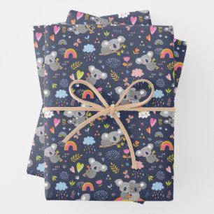 Hoja De Papel De Regalo Patrón de amor del arcoiris de Koala