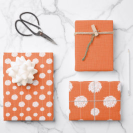 Hoja De Papel De Regalo Patrón de animador naranja Pom Pom