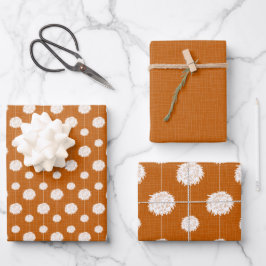 Hoja De Papel De Regalo Patrón de animador Naranja quemado Pom Pom
