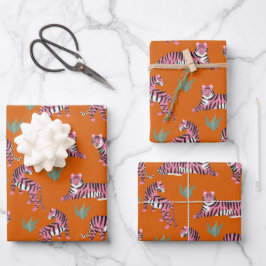 Hoja De Papel De Regalo Patrón de animal de tigre de la jungla naranja ros
