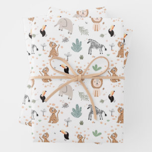 Hoja De Papel De Regalo Patrón de animales de selva tropical de selva fina