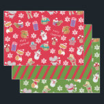 Hoja De Papel De Regalo Patrón de animales de Woodland Green Merry Christm<br><div class="desc">Añada un toque especial de personalizado a la decoración de sus Navidades con este divertido juego de hojas de papel de envoltura de animales de bosque. El envoltorio de regalo tiene un patrón de copos de nieve, búhos, ardillas, renos, hombres de nieve y más. También hay rayas rojas y verdes....</div>