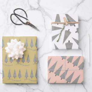 Hoja De Papel De Regalo Patrón de árbol de gallos de Navidad